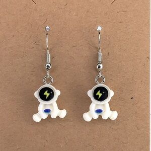 White Astronaut Bolt Dangle Earrings Fashion Jewelry